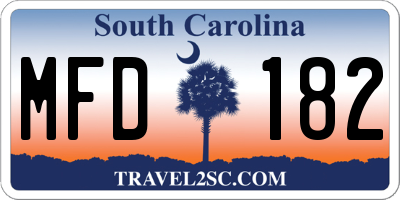 SC license plate MFD182