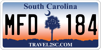 SC license plate MFD184