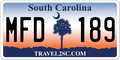 SC license plate MFD189