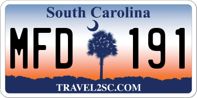 SC license plate MFD191