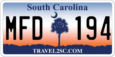 SC license plate MFD194