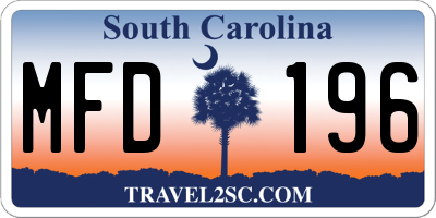 SC license plate MFD196