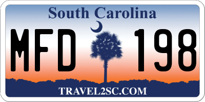 SC license plate MFD198
