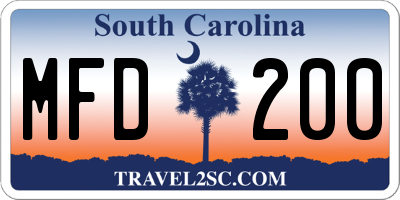 SC license plate MFD200