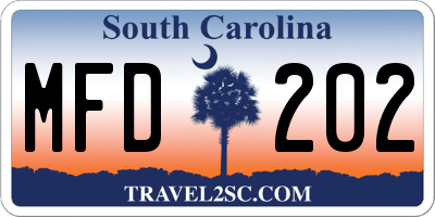 SC license plate MFD202