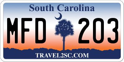 SC license plate MFD203
