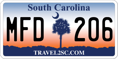 SC license plate MFD206