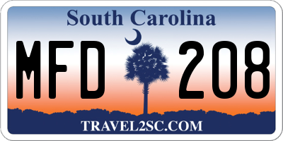 SC license plate MFD208