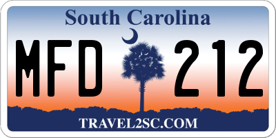 SC license plate MFD212
