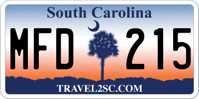SC license plate MFD215
