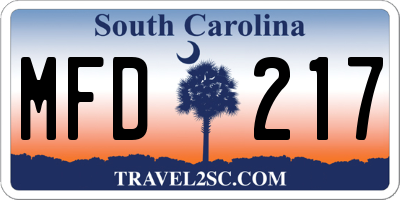 SC license plate MFD217