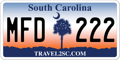 SC license plate MFD222