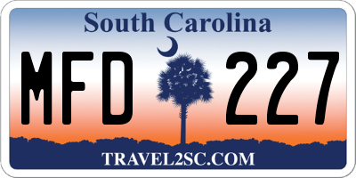 SC license plate MFD227