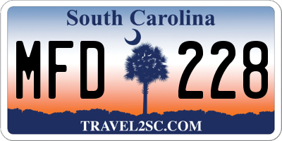 SC license plate MFD228