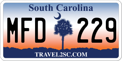 SC license plate MFD229