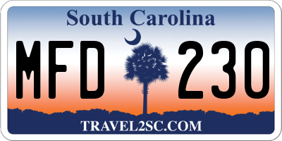 SC license plate MFD230