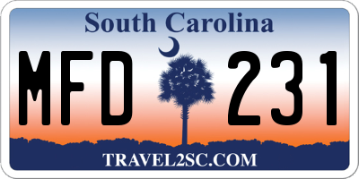 SC license plate MFD231