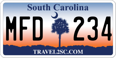 SC license plate MFD234