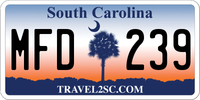 SC license plate MFD239
