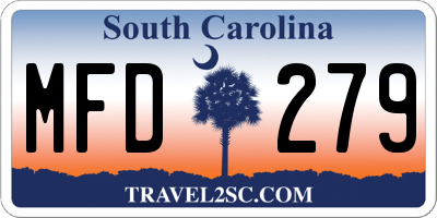 SC license plate MFD279