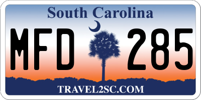 SC license plate MFD285