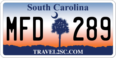 SC license plate MFD289