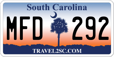 SC license plate MFD292