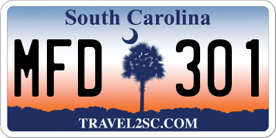 SC license plate MFD301