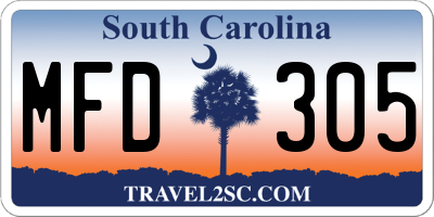 SC license plate MFD305