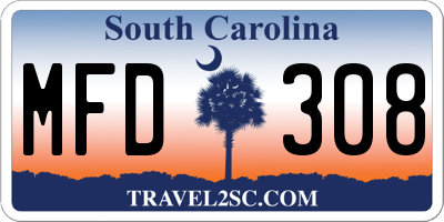 SC license plate MFD308