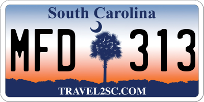 SC license plate MFD313