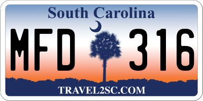 SC license plate MFD316