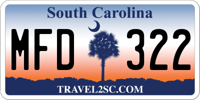 SC license plate MFD322