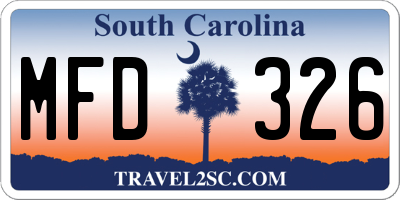 SC license plate MFD326