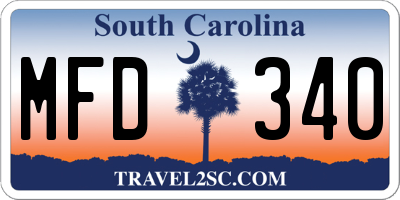 SC license plate MFD340