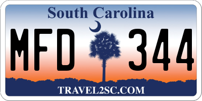 SC license plate MFD344