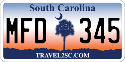 SC license plate MFD345