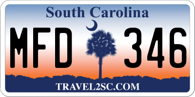 SC license plate MFD346