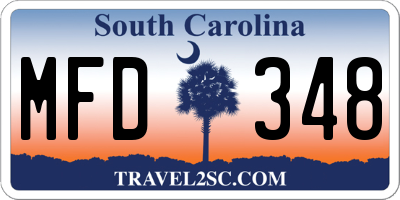 SC license plate MFD348