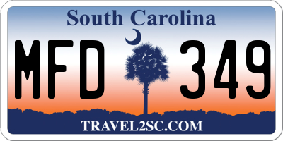 SC license plate MFD349