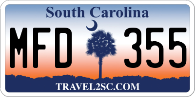 SC license plate MFD355