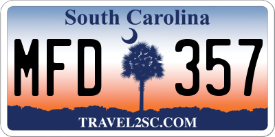 SC license plate MFD357