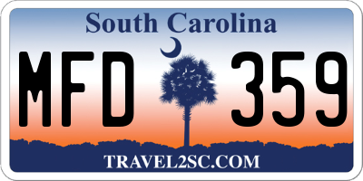 SC license plate MFD359