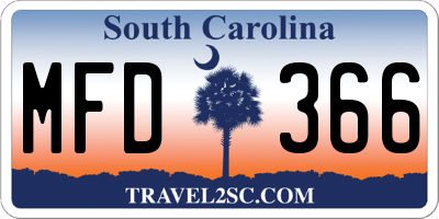 SC license plate MFD366