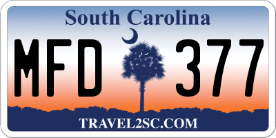 SC license plate MFD377
