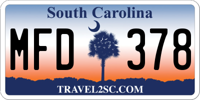 SC license plate MFD378