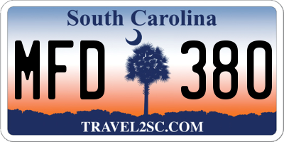 SC license plate MFD380