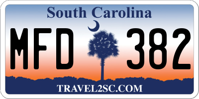 SC license plate MFD382