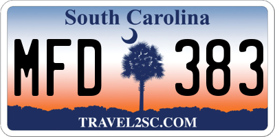 SC license plate MFD383