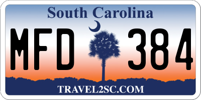 SC license plate MFD384
